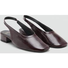 Block Heel Leather Shoes Woman - Burgundy