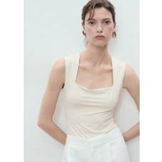 Mango Hvid Tøj Mango Formgivende Fitted Top With Wide Straps - Hvid