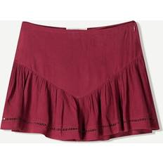 Bershka Textured Mini Skirt - Burgundy