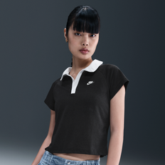 Women Polo Shirts Nike Slim Retro Polo Top Sportswear - Black