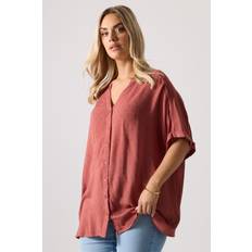 Viscose Blouses Yours Textured Dobby Blouse Curve Rust Orange
