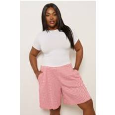 Red - Women Shorts Yours Gingham Textured Shorts Women - Red