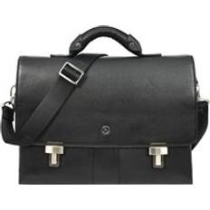 Leather Briefcases House of Leather Real Briefcase Classic Cross Body Organiser Bag - Black