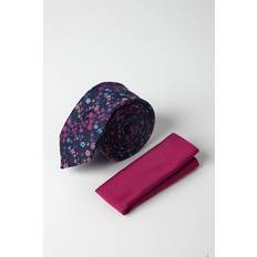 Men - Pink Ties Burton Ditsy Tie And Plain Pocket Square -