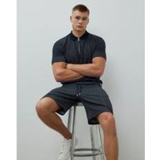 XL Polo Shirts River Island Slim Fit Stitched Stripe Polo Shirt - Navy