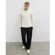 River Island L Jumpers River Island Slim Fit Half Zip Sweatshirt - Beige