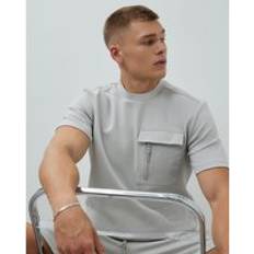XL T-shirts River Island Grey Short Sleeve Slim Fit Pocket T-Shirt