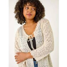 Roman Curve Crochet Tie Front Cardigan - Natural