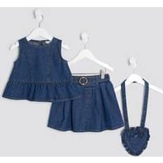 River Island Mini Girls Denim Peplum Top Set - Blue