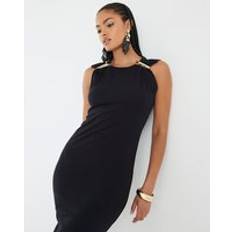 River Island Sleeveless Gold Trim Midi Dress - Black