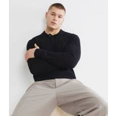 River Island XS Polo Shirts River Island Black Long Sleeve Knit Polo Shirt