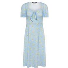 PixieGirl Petite Floral Tie Front Midi Dress - Blue