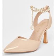 Quiz Nude Wide Fit Strap Court Heels - Beige