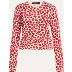 Versace Cardigans Versace Garden Print Silk Knit Cardigan - Whitered