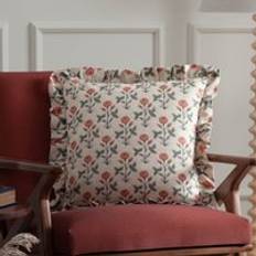 Linen Scatter Cushions Paoletti Linen Renee Printed Ruffle 50cm x 50cm Scatter Cushion