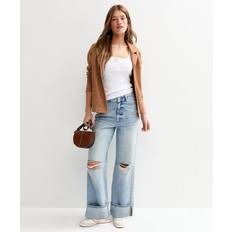 Women Trousers & Shorts New Look Ripped Wide Leg Jeans - Light Blue