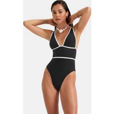 Black Swimsuits Tala Contrast Plunge Swimsuit - Black