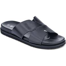 Casual Men's Leather Slide Sandals - Black