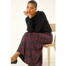 Checkered Skirts Roman Panelled Check Midi Skirt - Wine