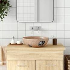 Bathroom Sinks Berkfield Home Countertop Basin Brown Blue Round 41x14 cm Ceramic