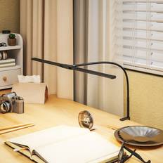 Homcom Double Head 3 Colour Modes 10 Dimmable Black Table Lamp