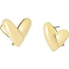 Heart Button Earrings - Metallic Gold