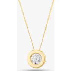 Yellow Necklaces Gold Classic 9ct Yellow Rubover Round Cubic Zirconia Necklace - 18inch