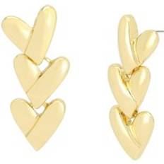 Heart Linear Earrings - Metallic Gold