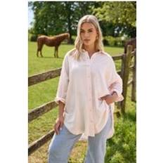 Yours Curve Pink Long Sleeve Shirt - Containing Linen