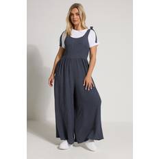 Yours Textured Wide Leg Jumpsuit - Dark Navy