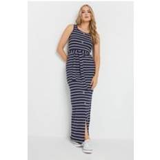 LTS Tall Striped Button Through Dress - Dark Navy