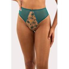 Green - Thongs Knickers Playful Promises Olivia Contrast Embroidery Thong - Green
