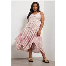 Yours Paisley Hanky Hem Dress - Pale Pink