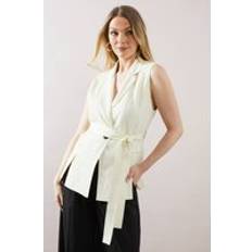 Beige Vests Wallis Sleeveless Belted Waistcoat - Cream