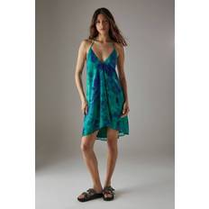 Tie Dye Clothing Warehouse Chiffon Halter Mini Sundress - Green