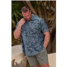 Florals - Oxford Shirts BadRhino Tonal Leaf Print Short Sleeve Shirt - Blue