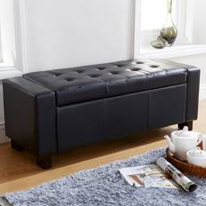 GFW Verona Black Faux Leather Ottoman Storage Bench