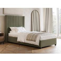 Beige Beds Flair Tiggy Single Ottoman Velvet Khaki Frame Bed