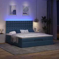 vidaXL Ottoman Sängram Med Madrass Blå 160x200 cm Tyg Ramsäng
