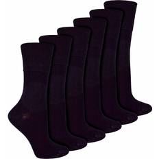 6 Pack Ladies Non Elastic Bamboo Diabetic Socks - Black