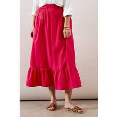 Midi Skirts - Pink Wallis Petite Cotton Frill Hem Midi Skirt - Pink