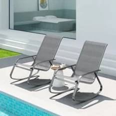 Alfresco 2PCS Garden Rocking Chairs High Back Grey