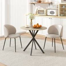 Homcom 80cm Round with Steel Legs Dining Table