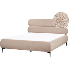 Rahmenbetten Beliani Polsterbett Taupe Bouclé Stoff 160 x 200 cm Rahmenbett