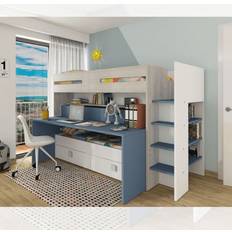 Literas 6070 Bleu Clair Bureau Gigogne Lit Superposé