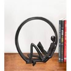 Black Figurines Living and Home Metal Statue Reading Men In Circle Figurines Black Figurine