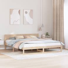 180cm Frame Beds vidaXL Natural Wood Solid Pine 180 x 200 cm Frame Bed