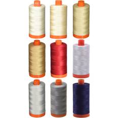 Yarn & Needlework Supplies Aurifil 50WT Bundle Muslin Light Sand Beige Red Aluminium Dove