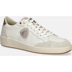 Läder Sneakers Med Sidologotyp - Beige