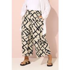 Natural - Women Trousers Yours Abstract Print Wide Leg Trousers - Natural Brown